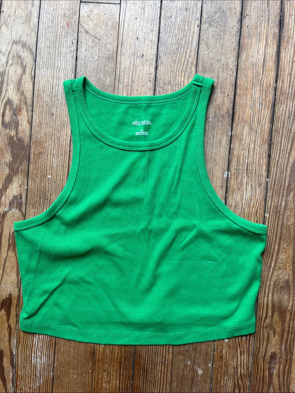 wild fable Bright Green Ribbed Crop Tank